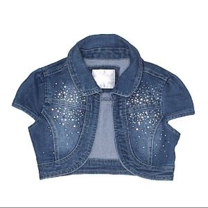 Denim sequin crop vest